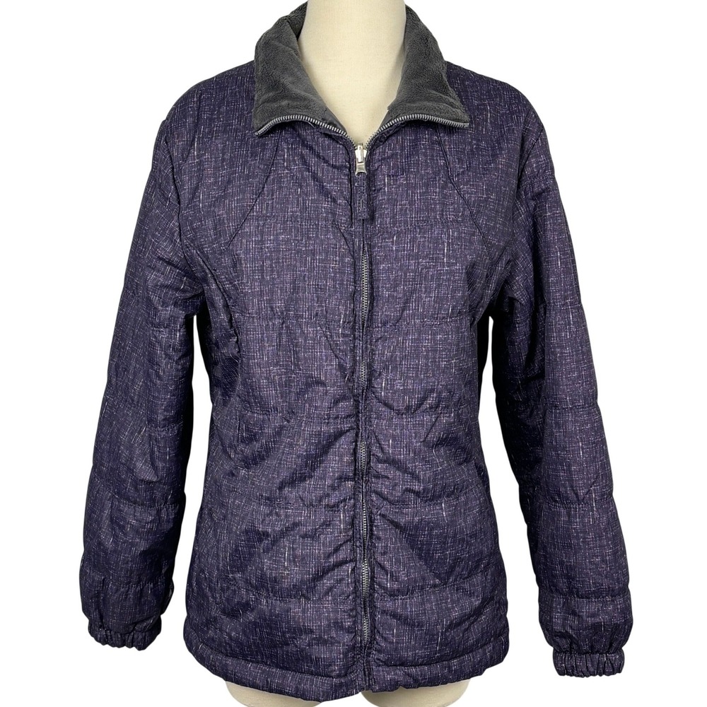 Below Zero by Rothschild Purple Textured‎ Puffer Jacket Faux Fur Lined Womens L